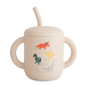 Mushie Silicone Training Cup + Straw - Dinosaurs